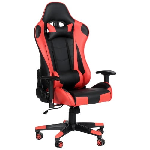 Ergonomic PU Leather Office Chair with Footrest Gaming Chairs High Back PC Computer E-Sports Racing Video Gaming Chairs with Lumbar Cushion Headrest Silla Gamer Swivel Recline Function for Home Office Desk Chair Black/White 